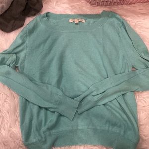 Open back teal sweater